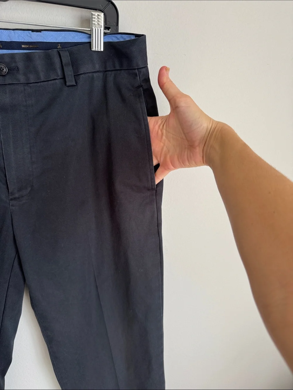 Brooks Brothers Advantage Chino Stretch Clark Fit Men’s Navy Pants W34 L32 cotto